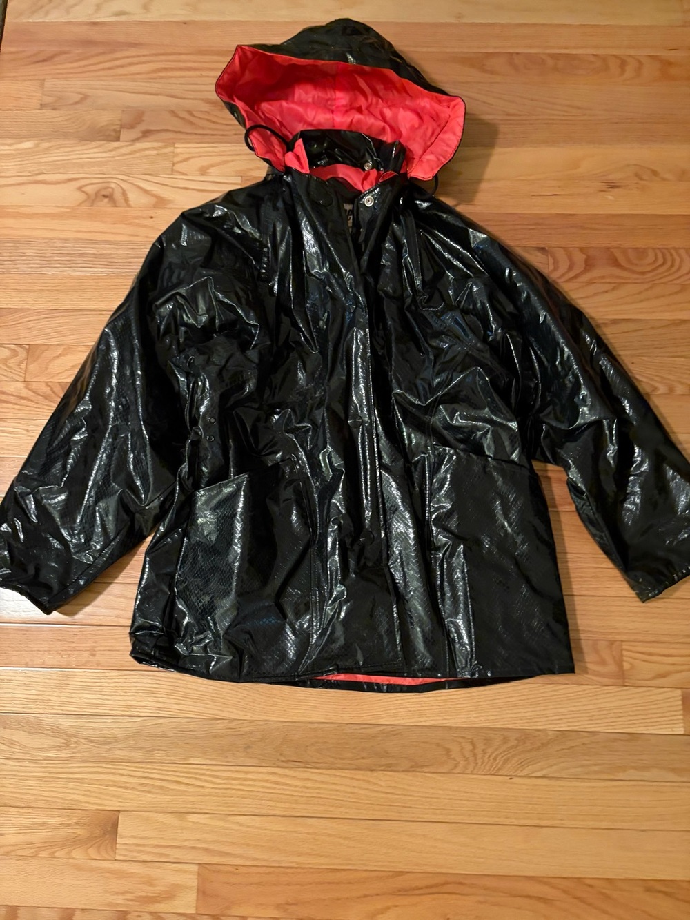 Wippette Black Glossy Utility Jacket with pink Hood Lining